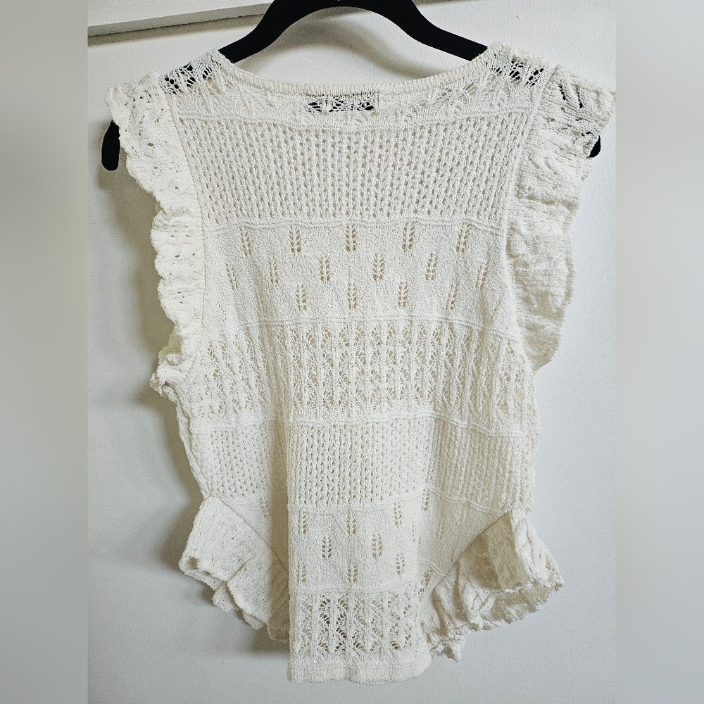 Zara Cream Flutter Sleeve Ruffled Blouse - Picture 2 of 2